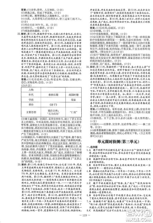 新世纪出版社2020导与练系列图书练案课时作业本七年级历史上册答案