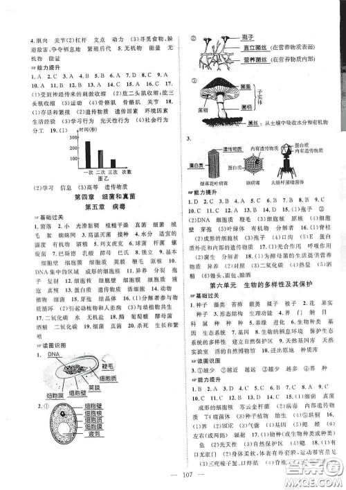 长江少年儿童出版社2020名师学案分层进阶学习法八年级生物上册答案