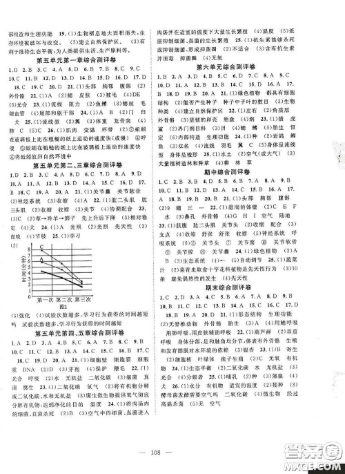 长江少年儿童出版社2020名师学案分层进阶学习法八年级生物上册答案