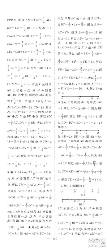 长江少年儿童出版社2020名师学案分层进阶学习法七年级数学上册答案