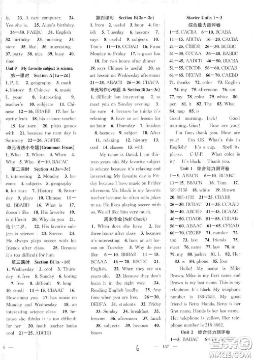 长江少年儿童出版社2020名师学案分层进阶学习法七年级英语上册答案 长江少年儿童出版社2020名师学案分层进阶学习法七年级英语上册答案