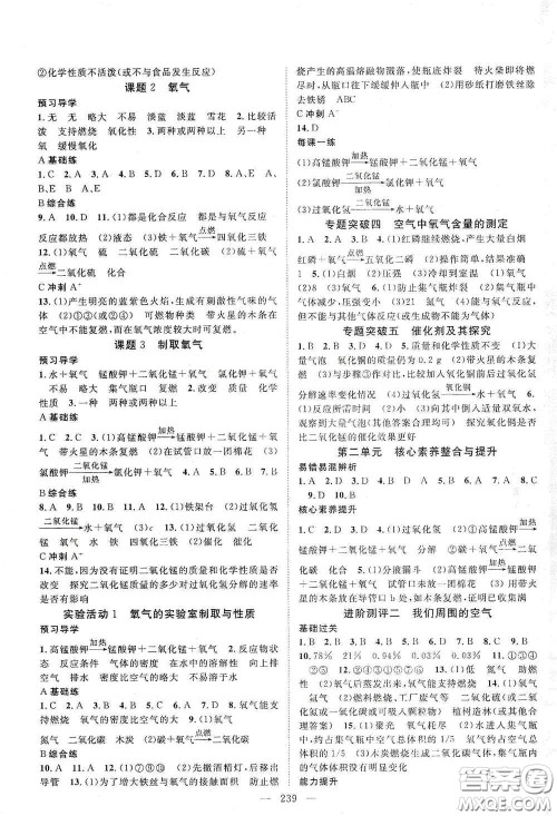 2020名师学案分层进阶学习法化学九年级全一册答案 2020名师学案分层进阶学习法化学九年级全一册答案