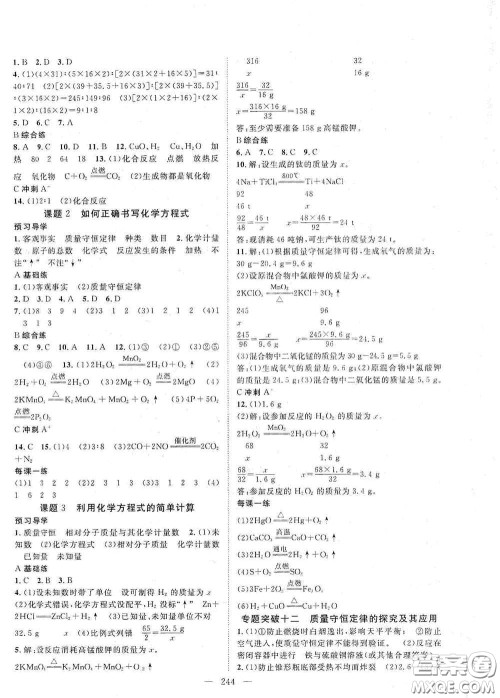 2020名师学案分层进阶学习法化学九年级全一册答案 2020名师学案分层进阶学习法化学九年级全一册答案