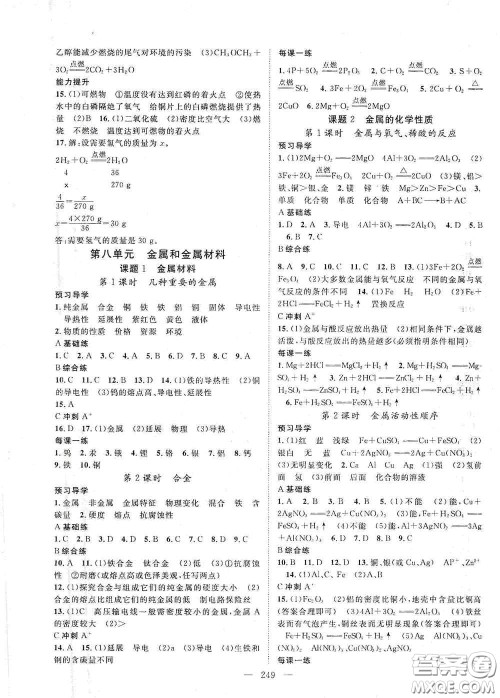 2020名师学案分层进阶学习法化学九年级全一册答案