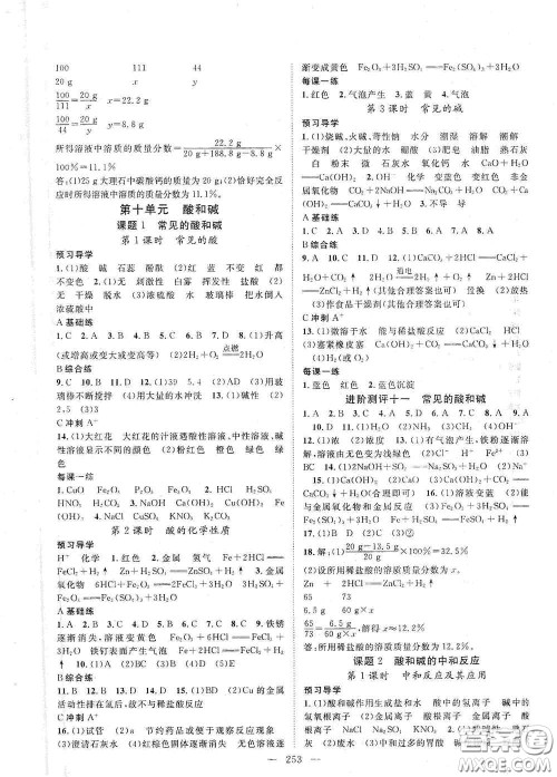 2020名师学案分层进阶学习法化学九年级全一册答案