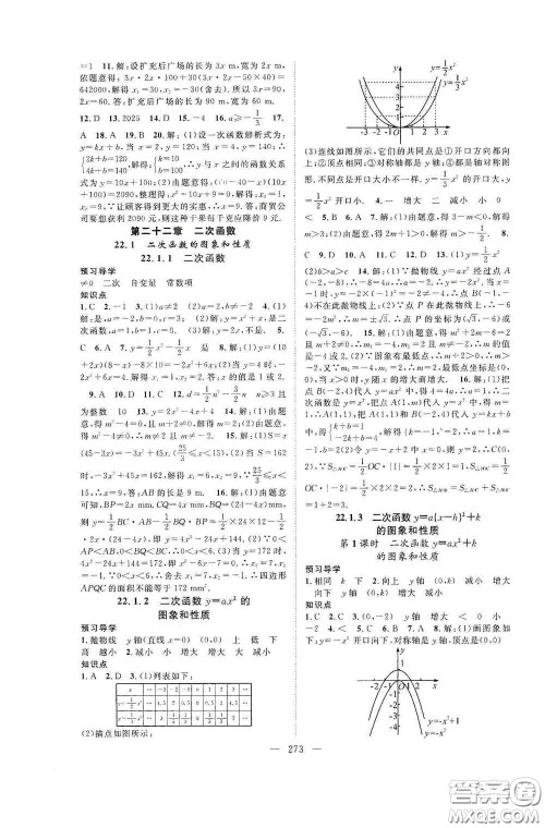 长江少年儿童出版社2020名师学案分层进阶学习法数学九年级全一册答案