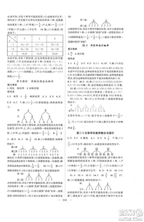 长江少年儿童出版社2020名师学案分层进阶学习法数学九年级全一册答案