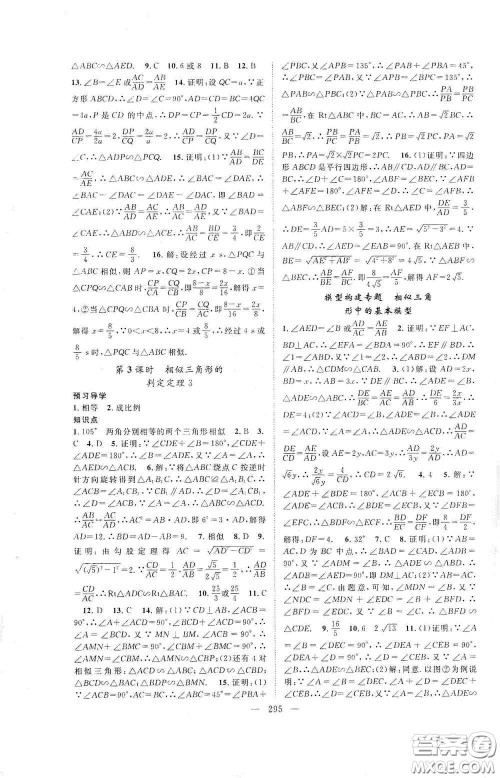 长江少年儿童出版社2020名师学案分层进阶学习法数学九年级全一册答案