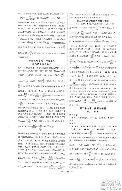 长江少年儿童出版社2020名师学案分层进阶学习法数学九年级全一册答案