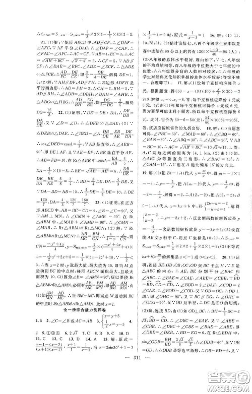 长江少年儿童出版社2020名师学案分层进阶学习法数学九年级全一册答案