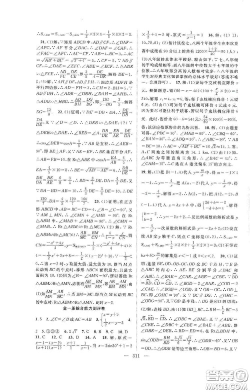长江少年儿童出版社2020名师学案分层进阶学习法数学九年级全一册答案