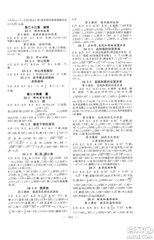 长江少年儿童出版社2020名师学案分层进阶学习法数学九年级全一册答案