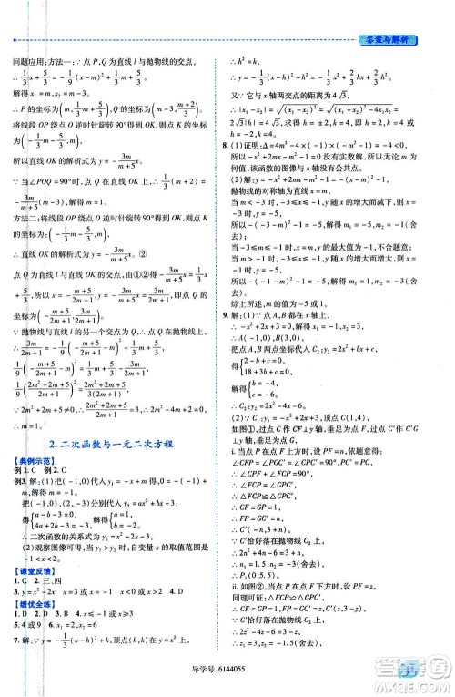 陕西师范大学出版总社2020年绩优学案数学九年级上册人教版答案