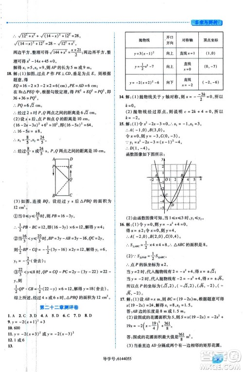 陕西师范大学出版总社2020年绩优学案数学九年级上册人教版答案