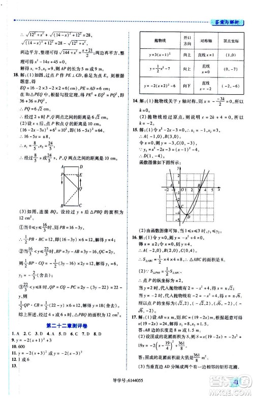 陕西师范大学出版总社2020年绩优学案数学九年级上下册合订本人教版答案