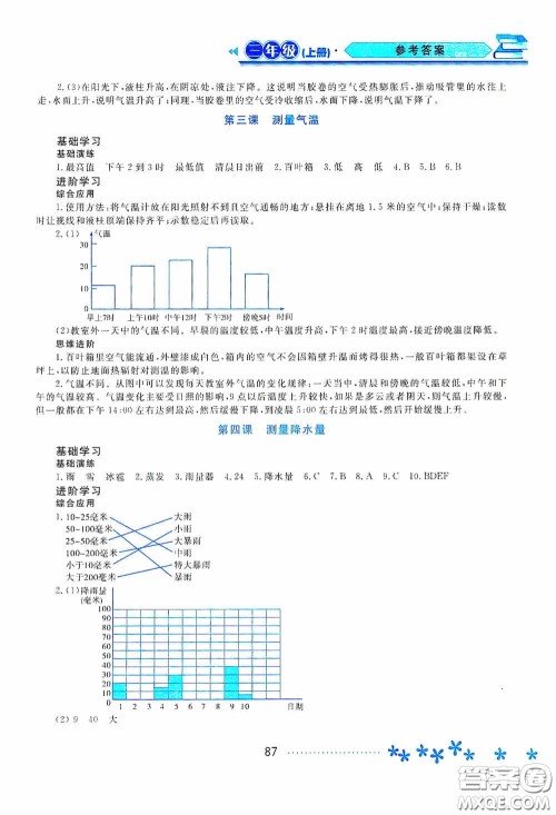 黑龙江教育出版社2020资源与评价三年级科学上册教科版答案