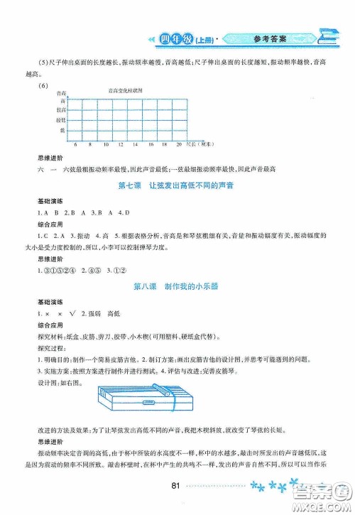 黑龙江教育出版社2020资源与评价四年级科学上册教科版答案 黑龙江教育出版社2020资源与评价四年级科学上册教科版答案