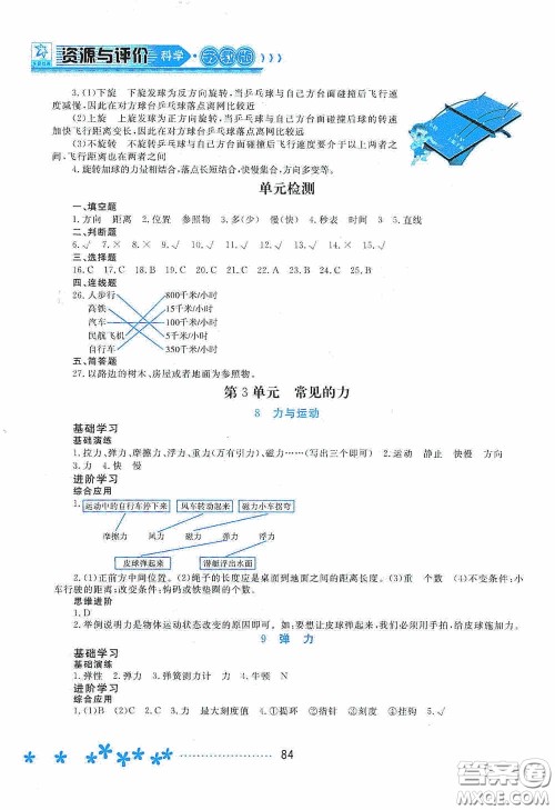 黑龙江教育出版社2020资源与评价四年级科学上册苏教版答案 黑龙江教育出版社2020资源与评价四年级科学上册苏教版答案