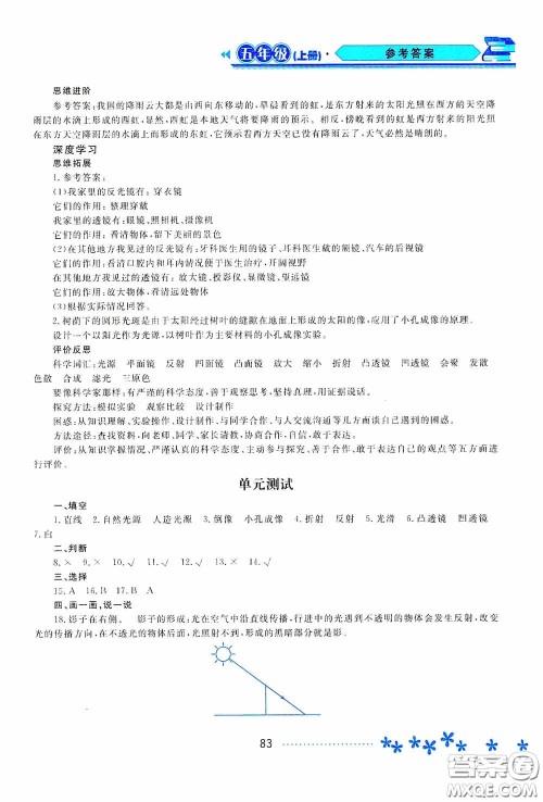 黑龙江教育出版社2020资源与评价五年级科学上册苏教版答案 黑龙江教育出版社2020资源与评价五年级科学上册苏教版答案