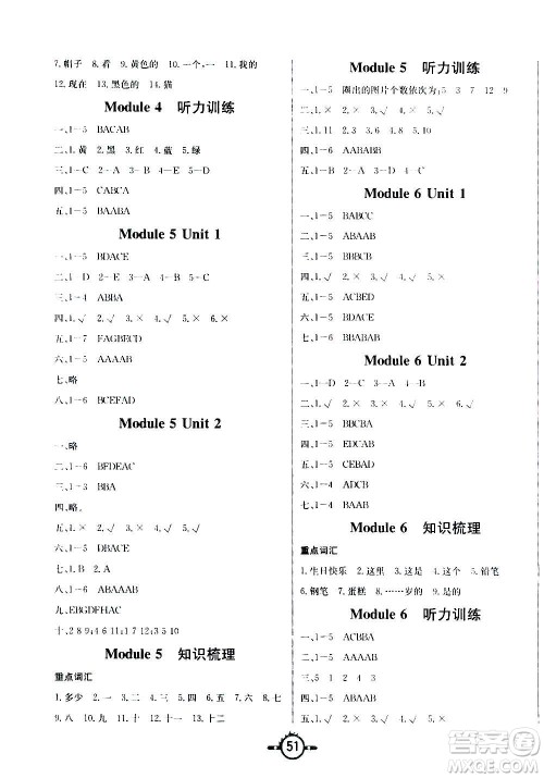西安出版社2020年创新课课练英语三年级上册WY外研版答案