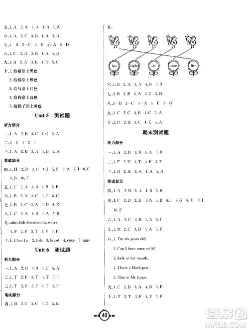 西安出版社2020年创新课课练英语三年级上册PEP人教版答案