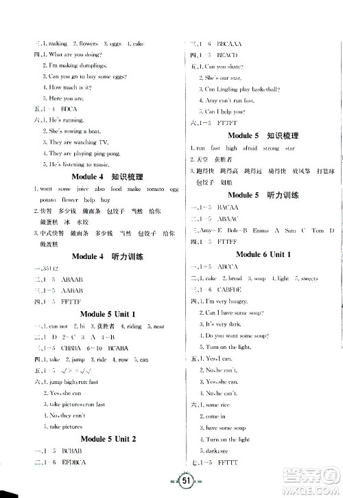 西安出版社2020年创新课课练英语四年级上册WY外研版答案