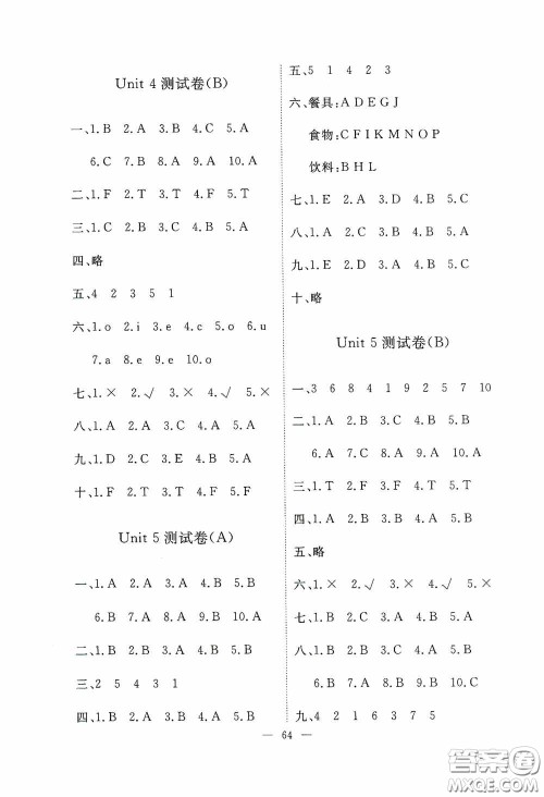 江西教育出版社2020能力形成同步测试卷四年级英语上册人教PEP版答案