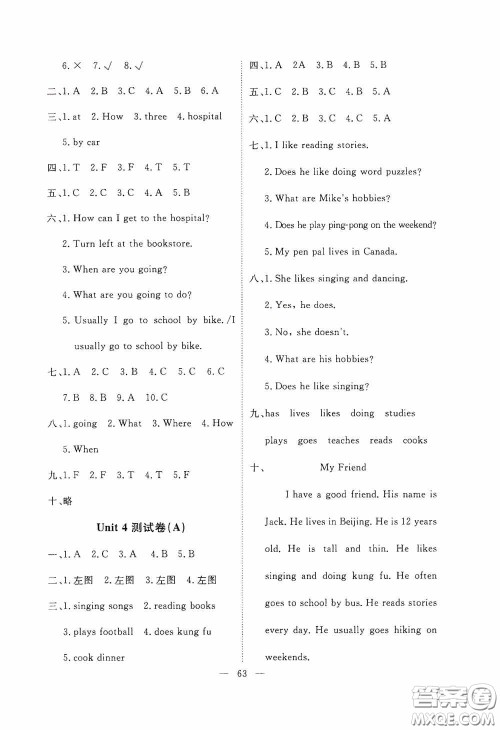 江西教育出版社2020能力形成同步测试卷六年级英语上册人教PEP版答案