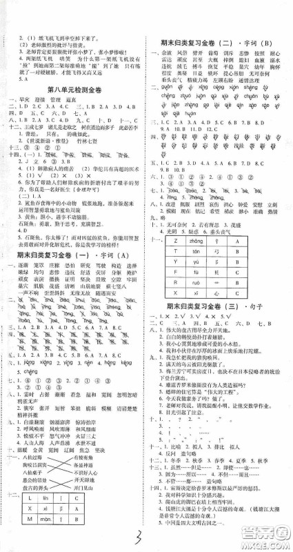 2020秋云南师大附小一线名师金牌试卷四年级语文上册人教版答案