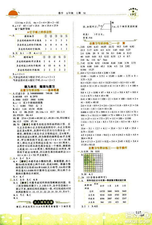 2020秋王朝霞德才兼备作业创新设计数学五年级上册SJ苏教版答案