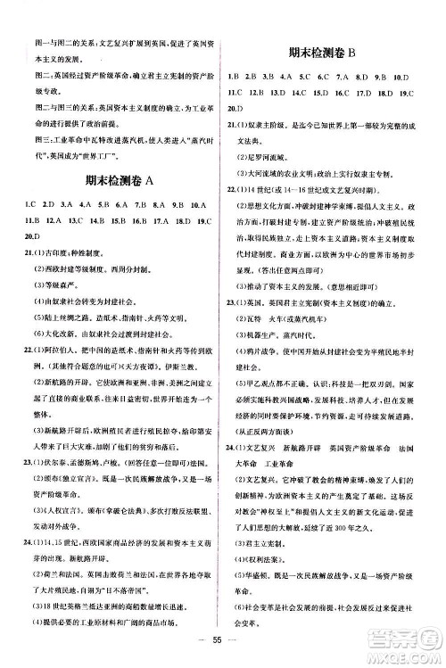 人民教育出版社2020年同步学历案课时练世界历史九年级上册人教版答案