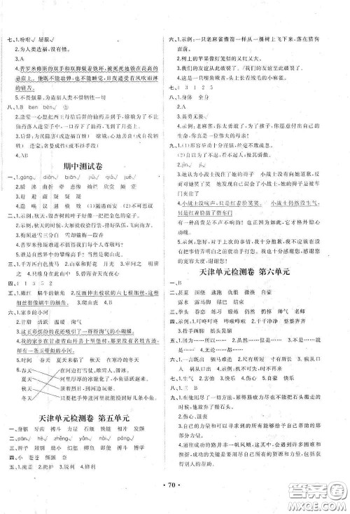 现代教育出版社2020阳光课堂质监天津单元检测卷四年级语文上册答案 现代教育出版社2020阳光课堂质监天津单元检测卷四年级语文上册答案