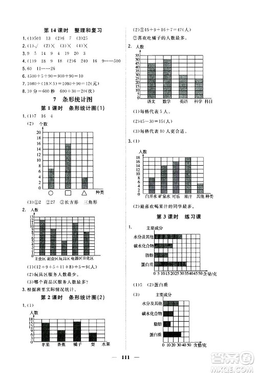 浙江大学出版社2020年课时特训优化作业数学四年级上册R人教版答案