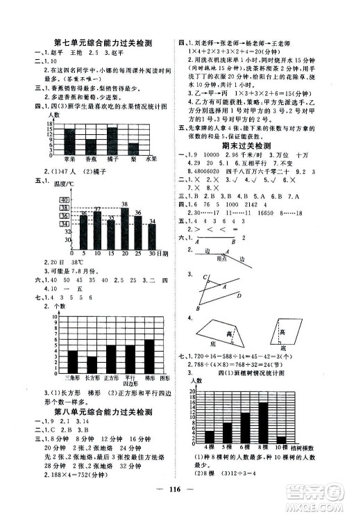 浙江大学出版社2020年课时特训优化作业数学四年级上册R人教版答案