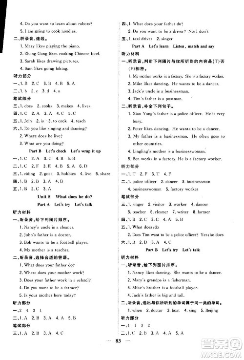 浙江大学出版社2020年课时特训优化作业英语六年级上册P人教版答案 浙江大学出版社2020年课时特训优化作业英语六年级上册P人教版答案