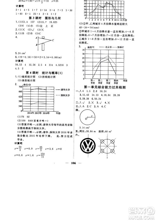 浙江大学出版社2020年课时特训优化作业数学六年级上册B北师版答案