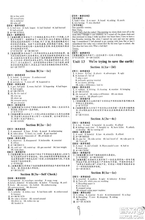 延边教育出版社2020优学案课时通九年级英语全一册人教版云南专用答案