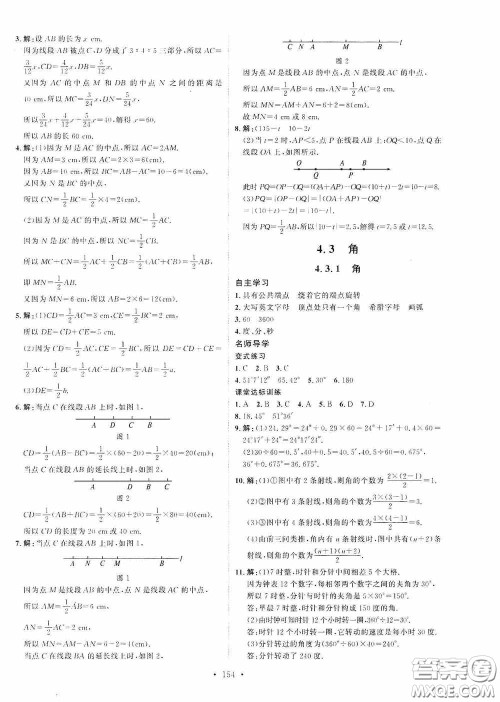 陕西人民出版社2020实验教材新学案七年级数学上册人教版答案