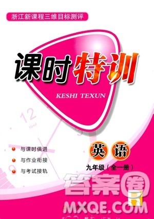 浙江人民出版社2020年课时特训英语九年级全一册R人教版答案