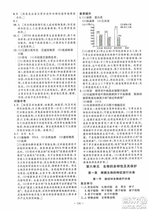 陕西人民出版社2020实验教材新学案八年级生物上册人教版答案