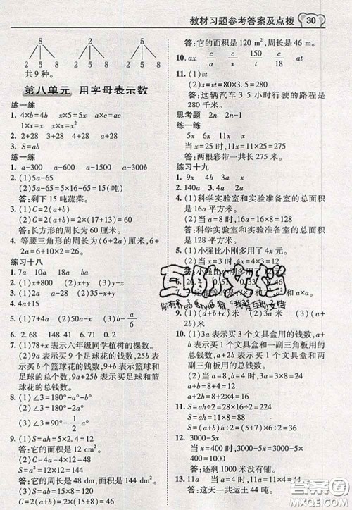 2020秋荣德基特高级教师点拨五年级数学上册苏教版参考答案 2020秋荣德基特高级教师点拨五年级数学上册苏教版参考答案