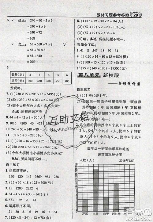 2020秋荣德基特高级教师点拨四年级数学上册青岛版参考答案