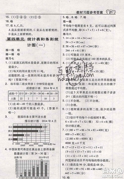 2020秋荣德基特高级教师点拨四年级数学上册苏教版参考答案