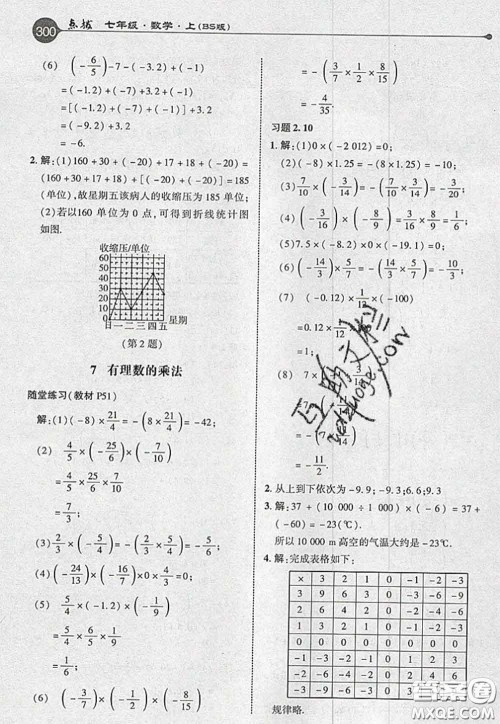 2020秋荣德基特高级教师点拨七年级数学上册北师版参考答案