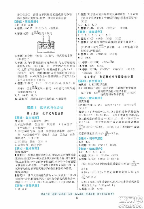 贵州教育出版社2020家庭作业九年级化学上册人教版答案