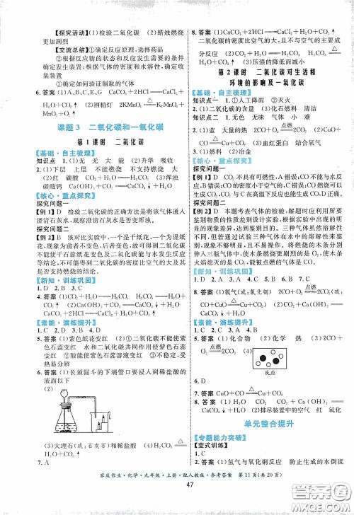 贵州教育出版社2020家庭作业九年级化学上册人教版答案