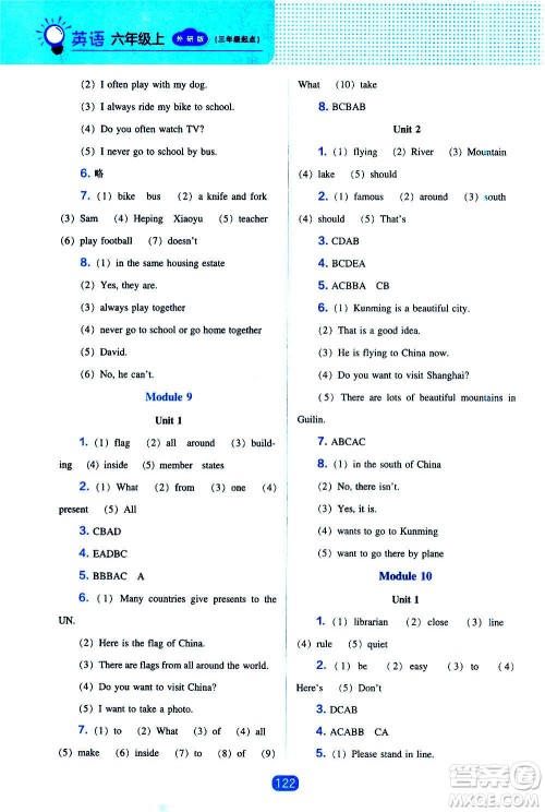 2020年新编新课程能力培养英语三年级起点六年级上册外研版答案 2020年新编新课程能力培养英语三年级起点六年级上册外研版答案