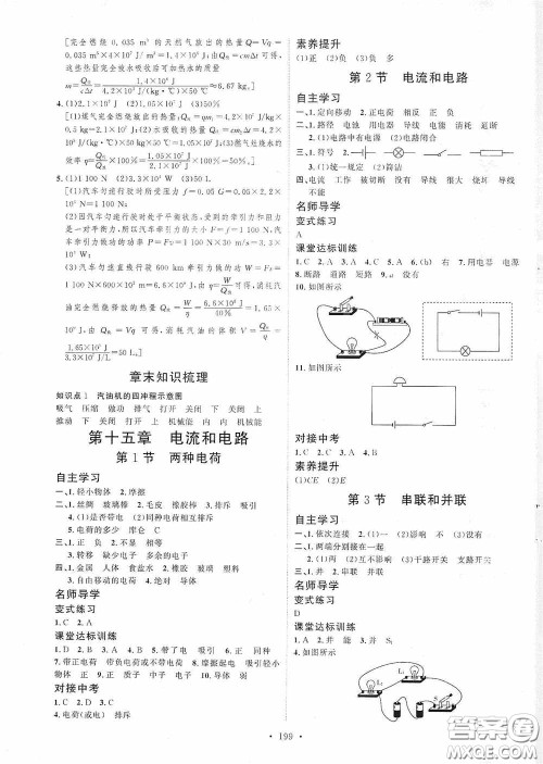 陕西人民出版社2020实验教材新学案九年级物理全一册人教版答案