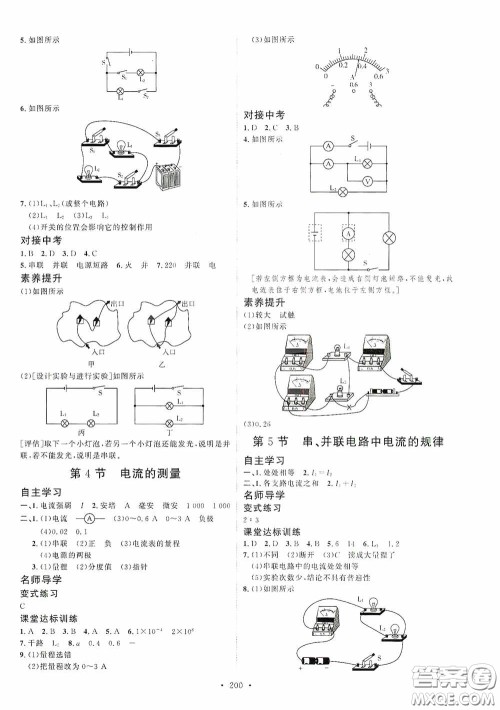 陕西人民出版社2020实验教材新学案九年级物理全一册人教版答案