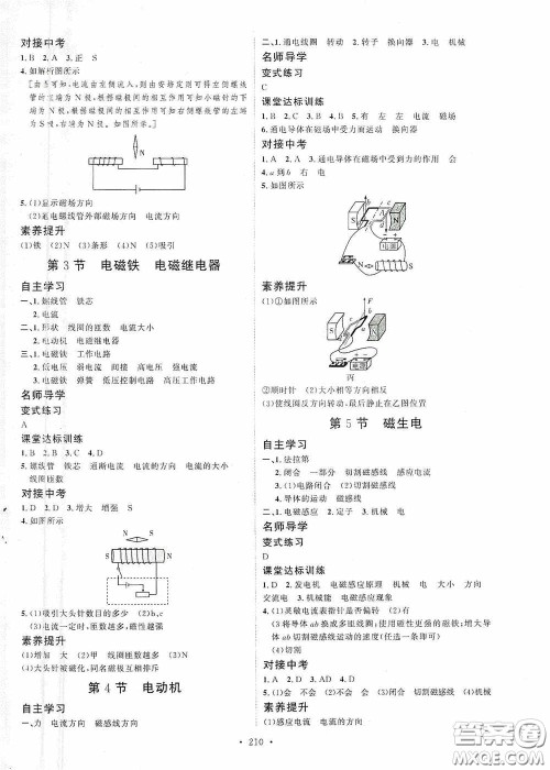 陕西人民出版社2020实验教材新学案九年级物理全一册人教版答案